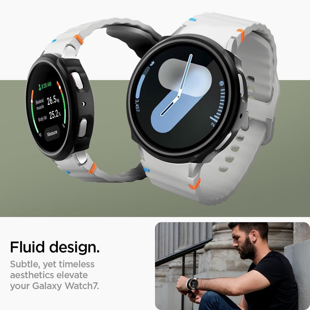 Spigen Liquid Air Direka untuk Samsung Galaxy Watch 7 44mm / 40mm Sarung Fleksibel Sarung TPU Ringan (2024) Matte Black