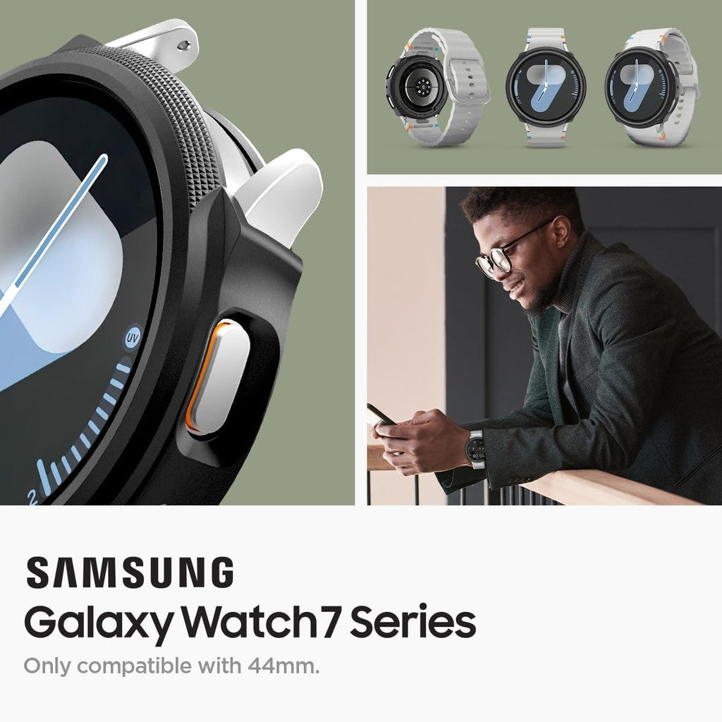 Spigen Liquid Air Direka untuk Samsung Galaxy Watch 7 44mm / 40mm Sarung Fleksibel Sarung TPU Ringan (2024) Matte Black