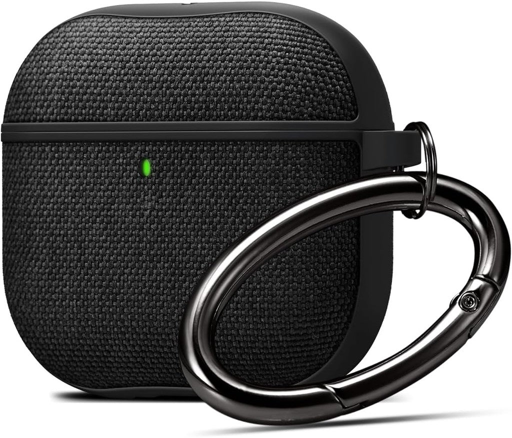 Spigen Urban Fit Direka untuk Sarung AirPods 4 dengan Sarung Pembatalan Bunyi Aktif Sarung Fabrik Premium dengan Rantai Kunci