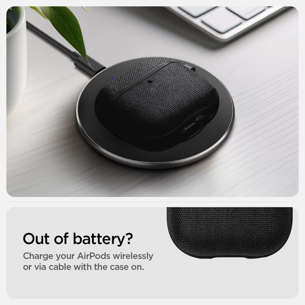 Spigen Urban Fit Direka untuk Sarung AirPods 4 dengan Sarung Pembatalan Bunyi Aktif Sarung Fabrik Premium dengan Rantai Kunci