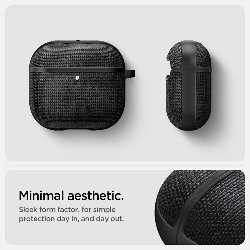 Spigen Urban Fit Direka untuk Sarung AirPods 4 dengan Sarung Pembatalan Bunyi Aktif Sarung Fabrik Premium dengan Rantai Kunci
