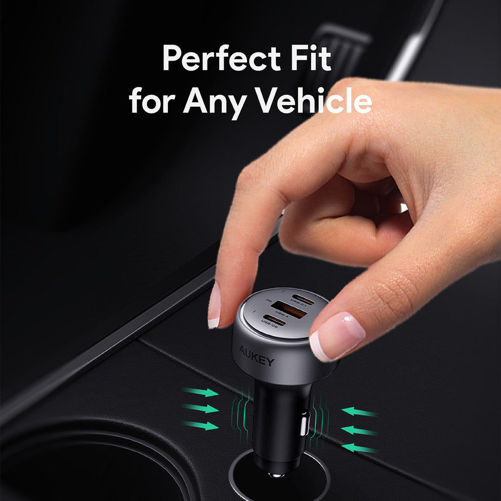 Aukey CC-P1 66W PPS Pengecas Kereta Cepat Pengecas Dwi USB C dan USB A