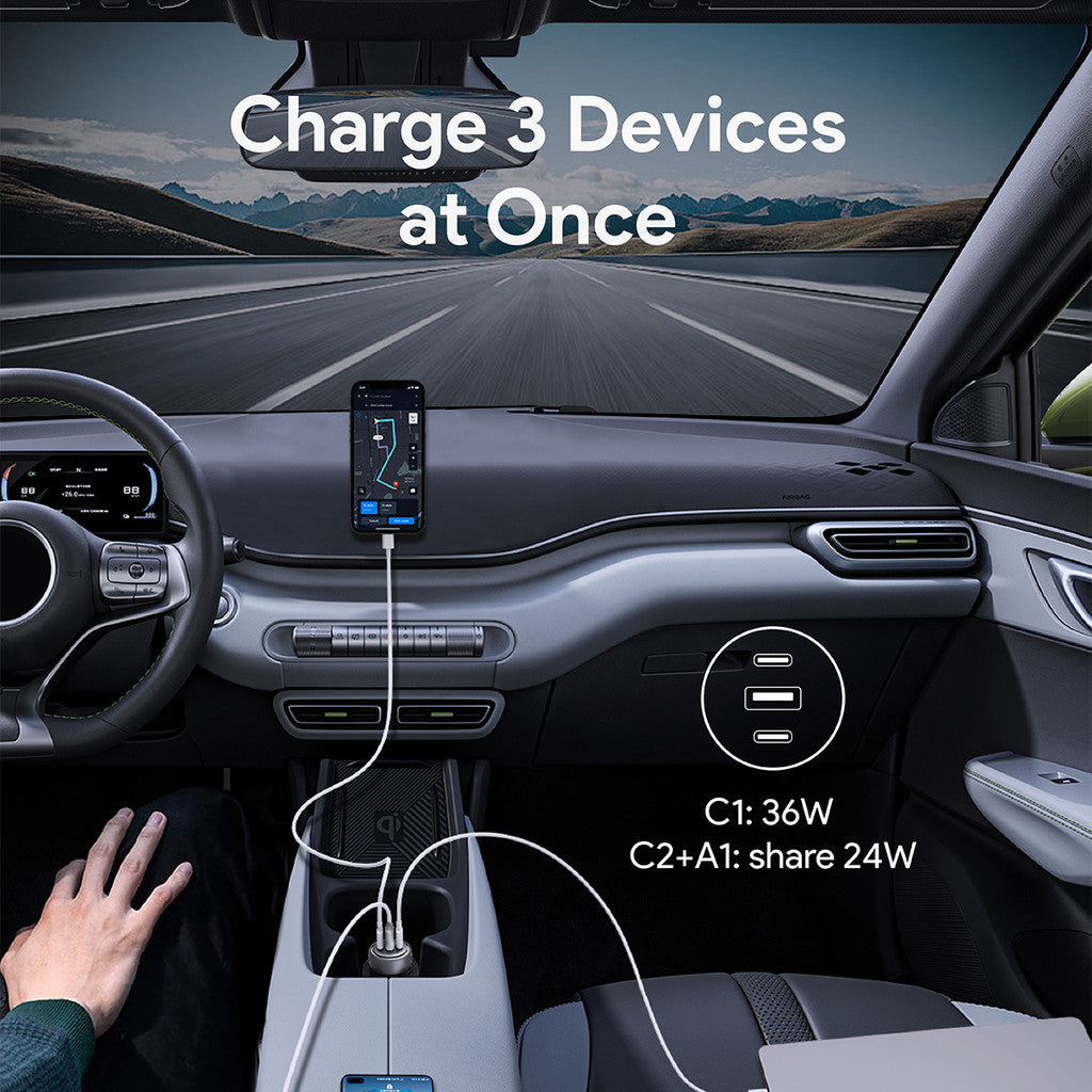 Aukey CC-P1 66W PPS Pengecas Kereta Cepat Pengecas Dwi USB C dan USB A
