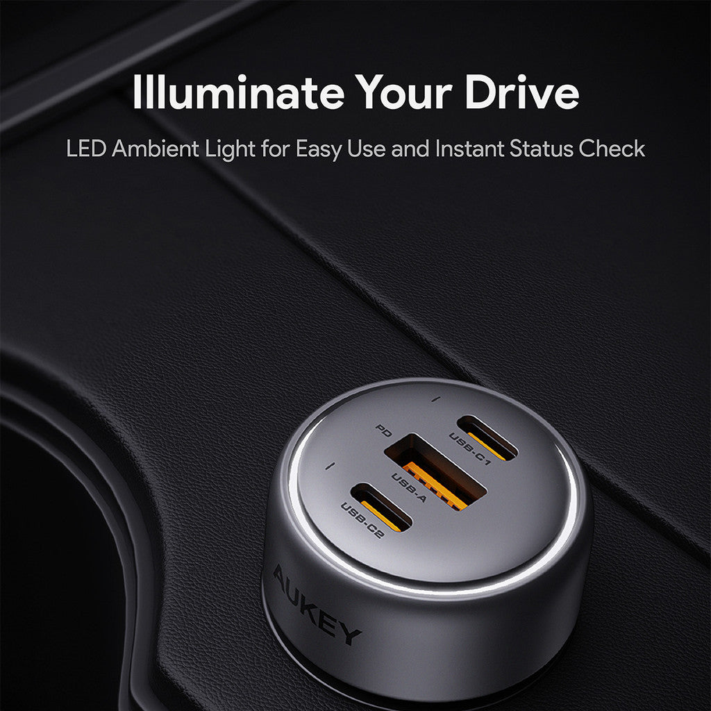 Aukey CC-P1 66W PPS Pengecas Kereta Cepat Pengecas Dwi USB C dan USB A