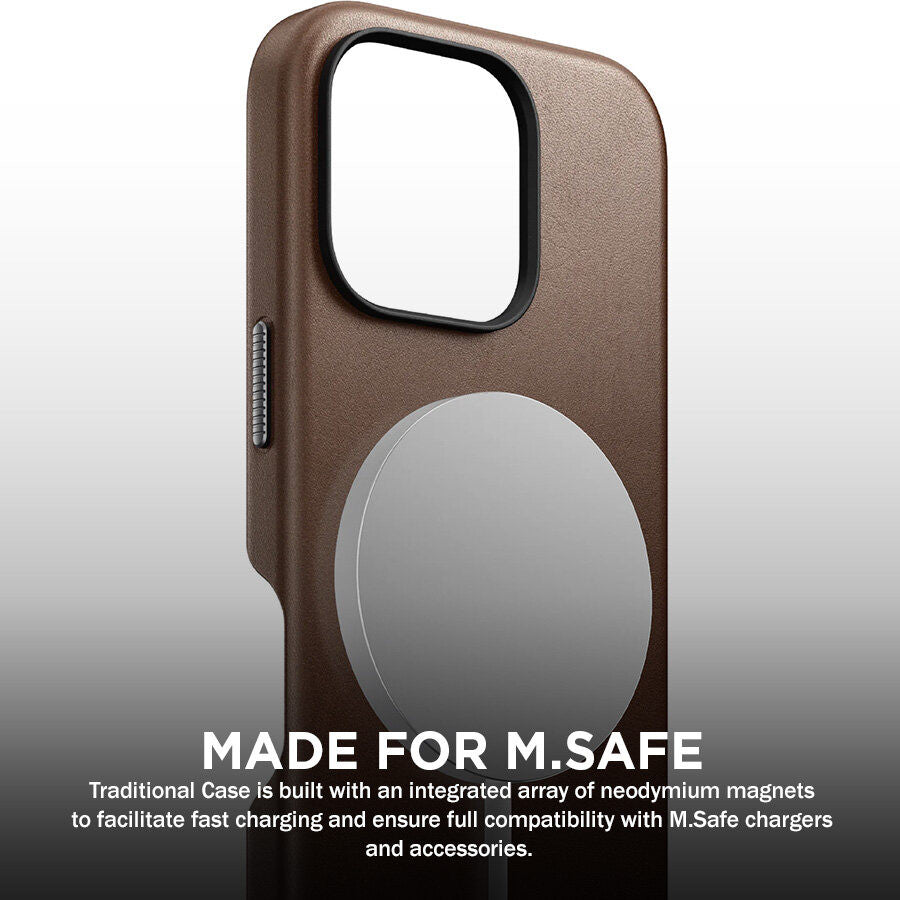 Sarung Kulit Tradisional Nomad Horween serasi untuk iPhone 16 Pro / Pro Max