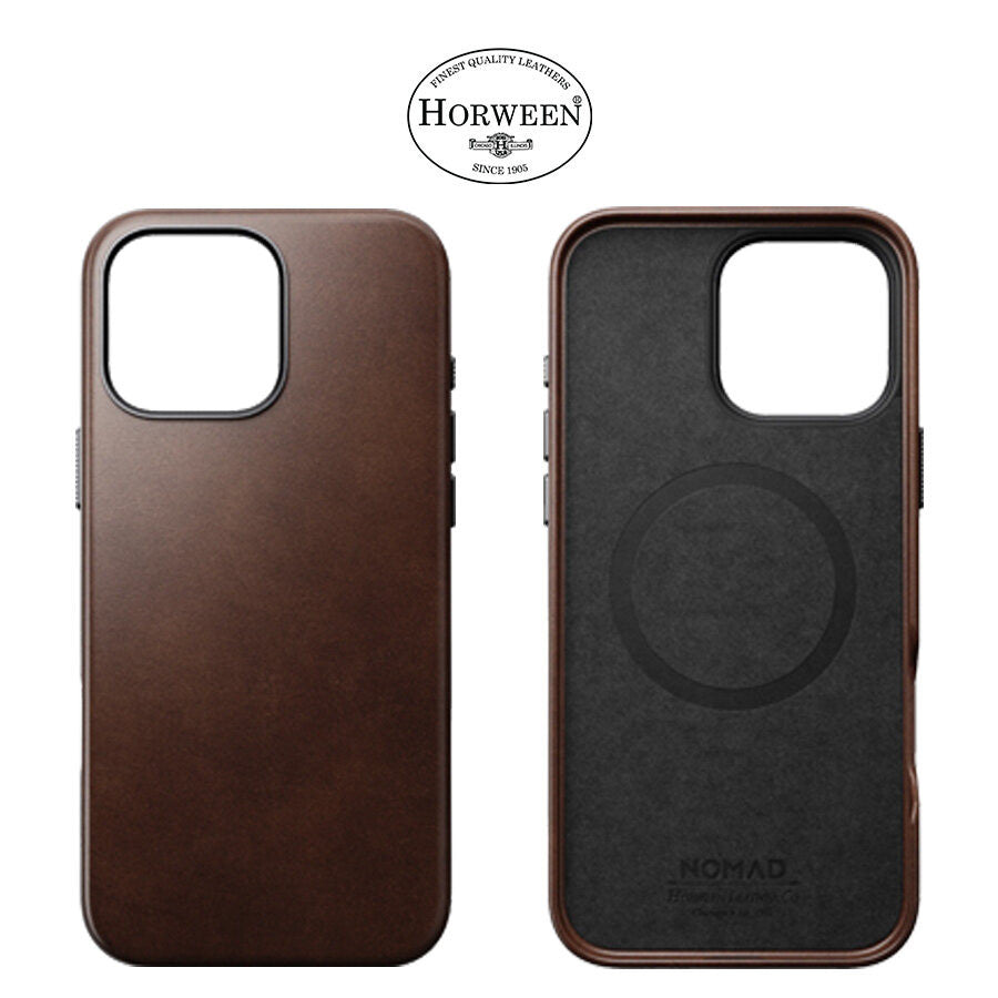 Sarung Kulit Tradisional Nomad Horween serasi untuk iPhone 16 Pro / Pro Max