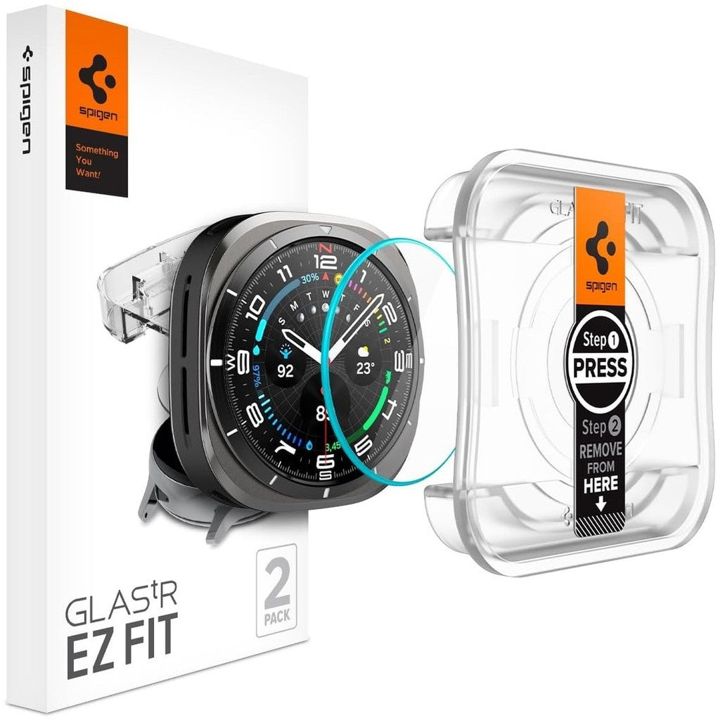 Pelindung Skrin Kaca Terbaja Spigen GlasTR EZ FIT Galaxy Watch Ultra 47mm - 2 Pek