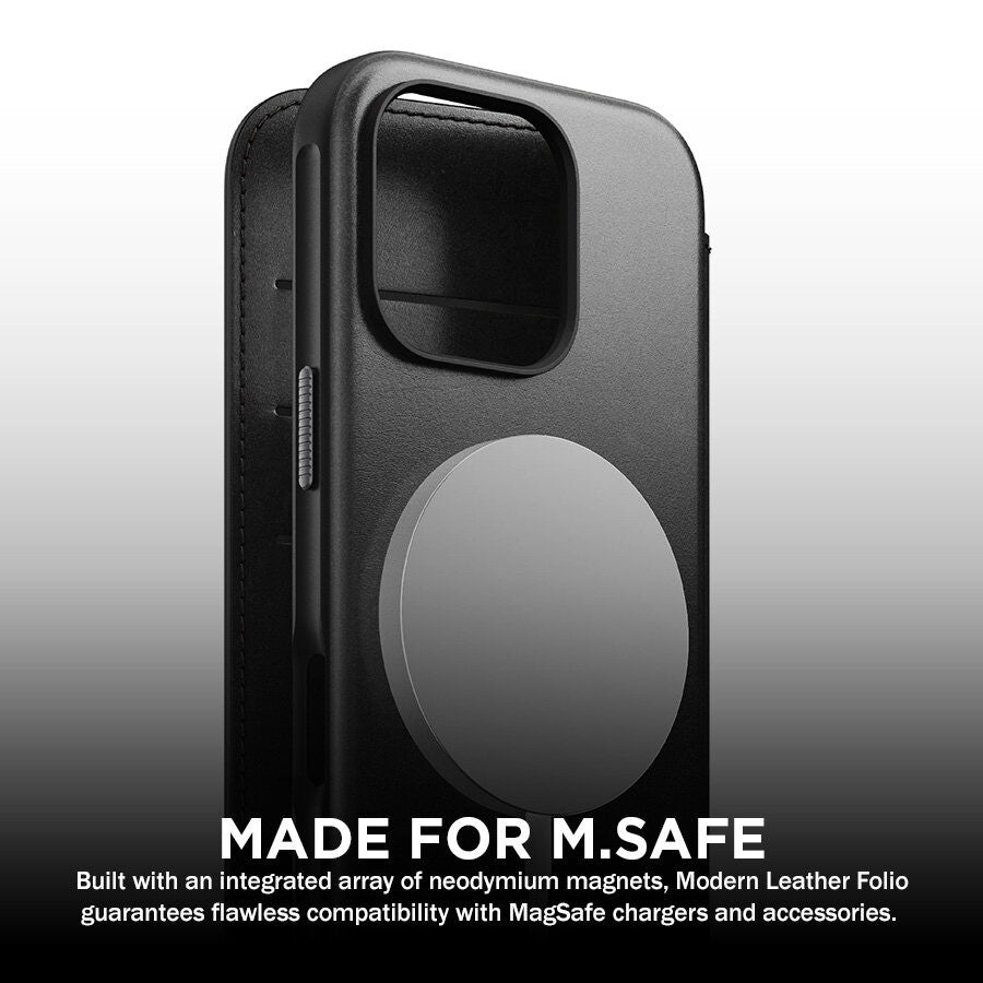 Sarung Folio Kulit Moden Nomad serasi untuk iPhone 16 Series Horween Leather (MAGNETIC)