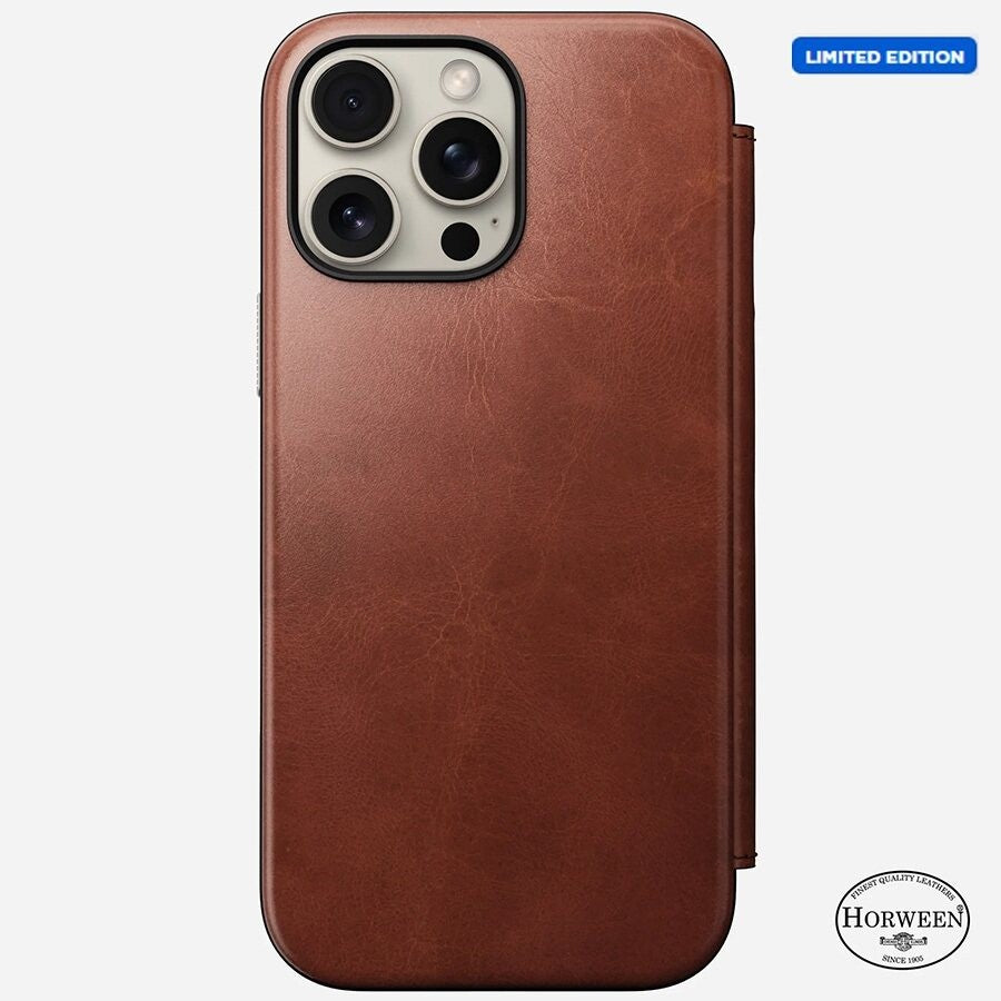 Sarung Folio Kulit Moden Nomad serasi untuk iPhone 16 Series Horween Leather (MAGNETIC)