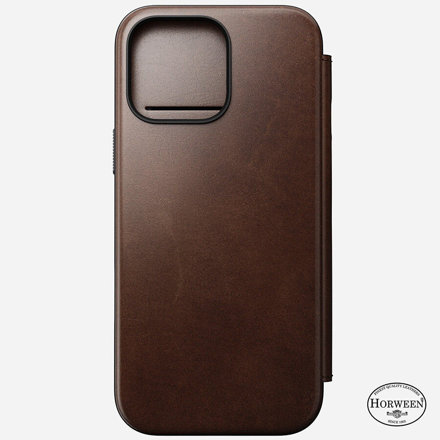 Sarung Folio Kulit Moden Nomad serasi untuk iPhone 16 Series Horween Leather (MAGNETIC)