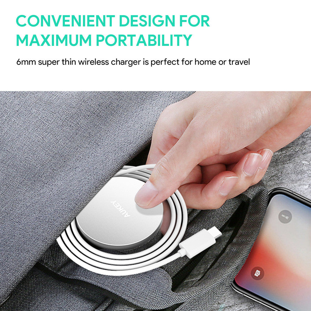 Aukey LC-A1S Snap On 15W Qi-Serasi Pengecasan Wayarles Pantas USB C Wire Mag-sfe Serasi
