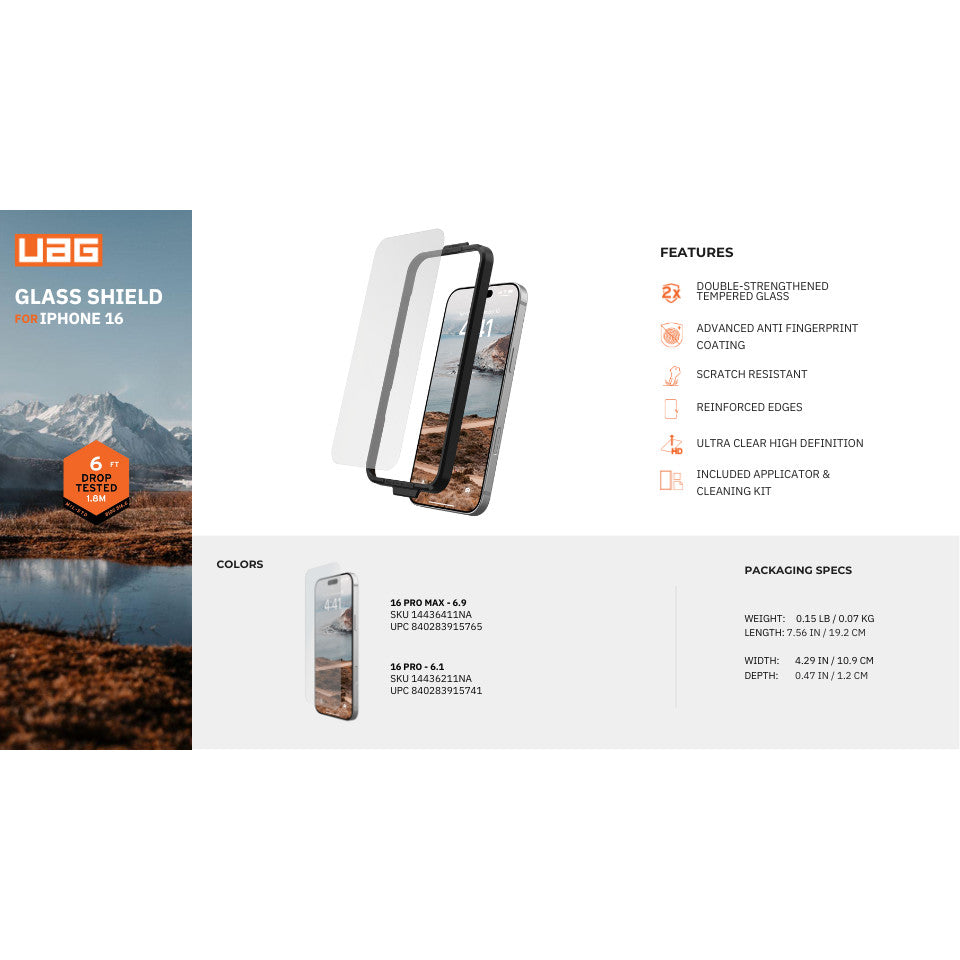 UAG Glass Shield Screen Protector iPhone 16 Series