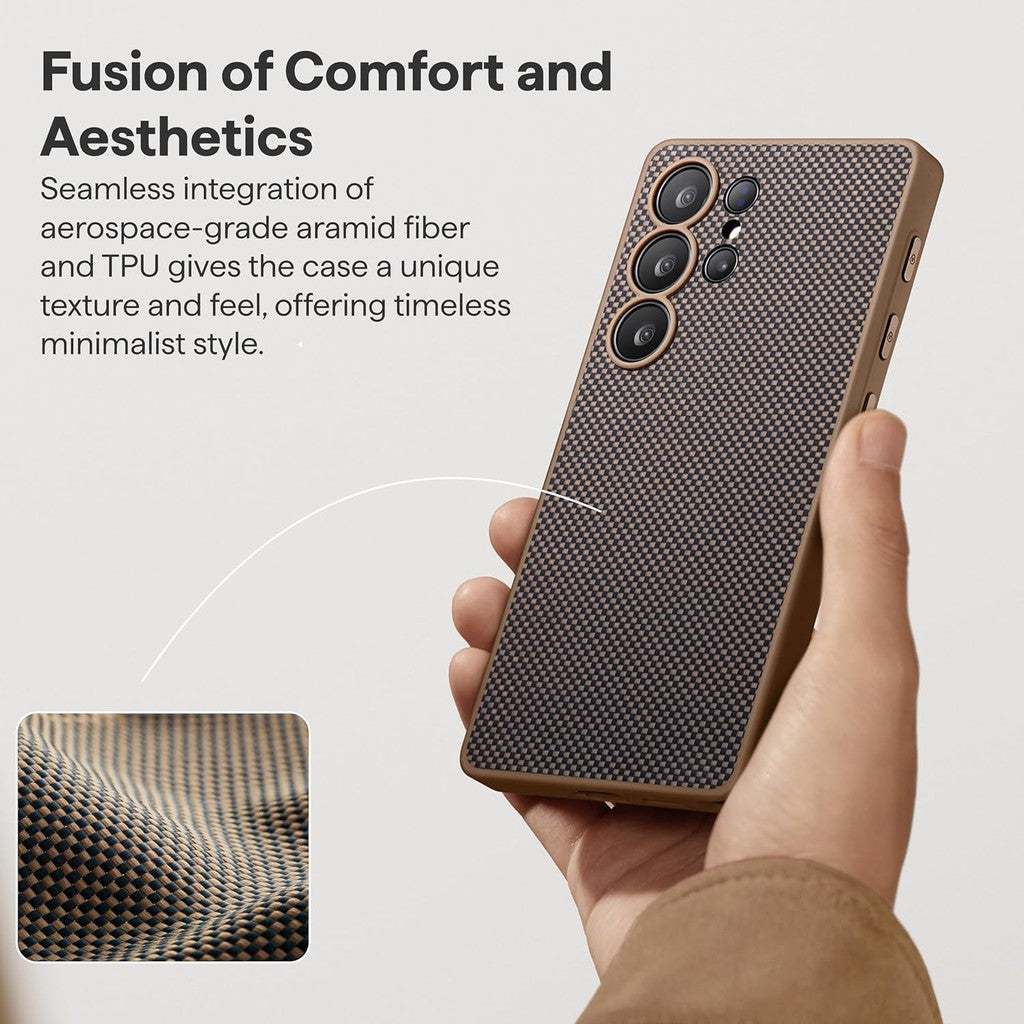 PITAKA PinButton for Samsung Galaxy S25 Ultra Case 1500D Aramid Fiber Black/Gold