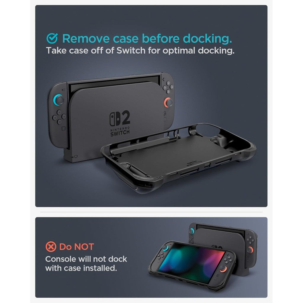 Spigen Rugged Armor Nintendo Switch 2 Sarung (2025) Genggaman dan Tali Ergonomik (Tidak Serasi dengan Dok Suis)
