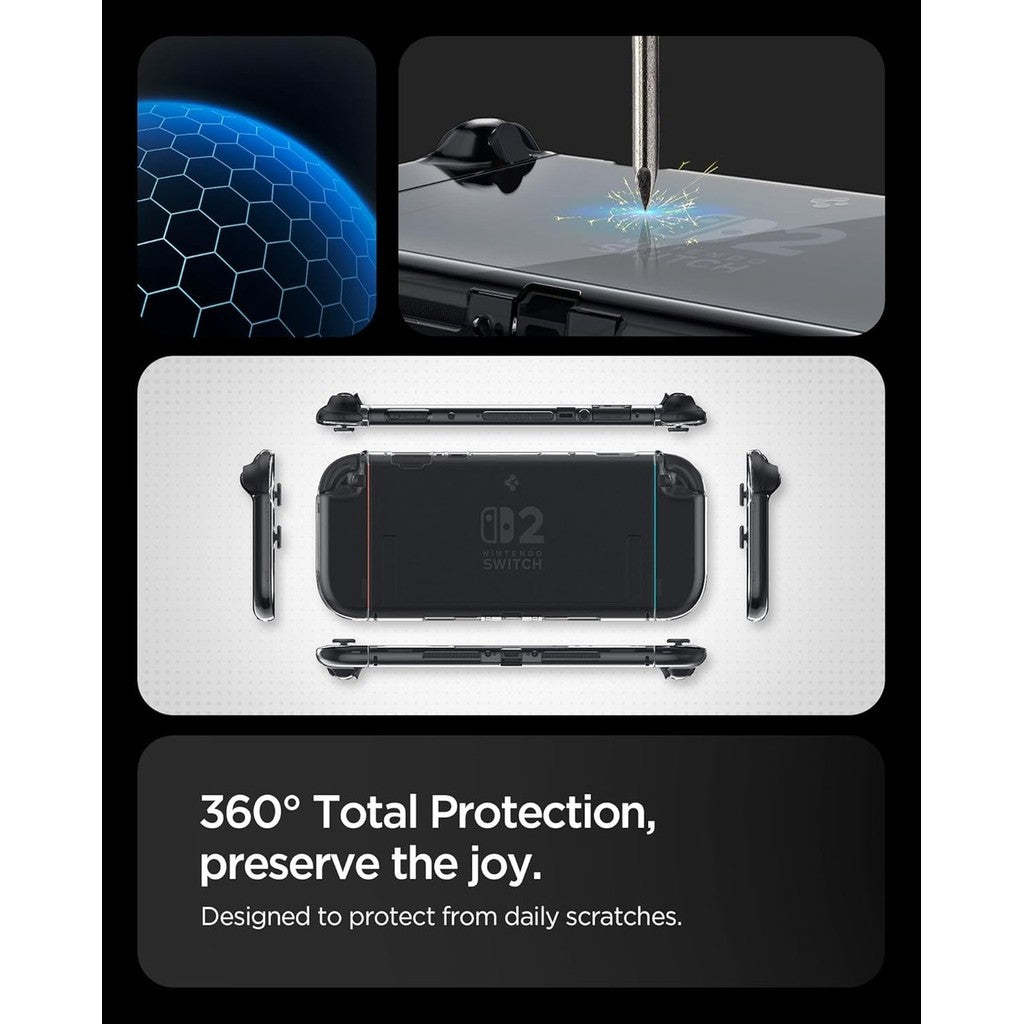 Spigen Air Fit Direka untuk Sarung Nintendo Switch 2 (2025) Reka Bentuk Slim Sarung Pengawal Boleh Dock Jelas Jelas Jelas