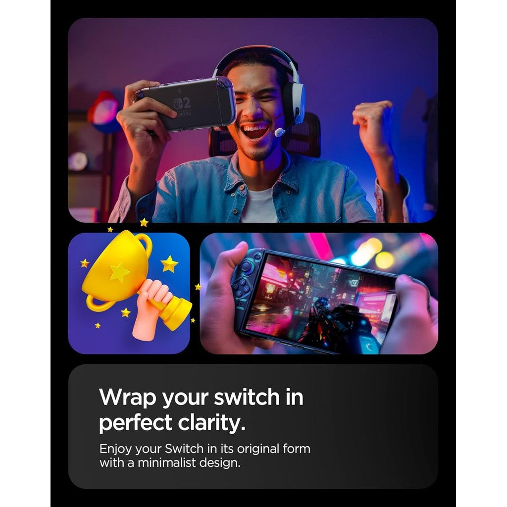 Spigen Air Fit Direka untuk Sarung Nintendo Switch 2 (2025) Reka Bentuk Slim Sarung Pengawal Boleh Dock Jelas Jelas Jelas