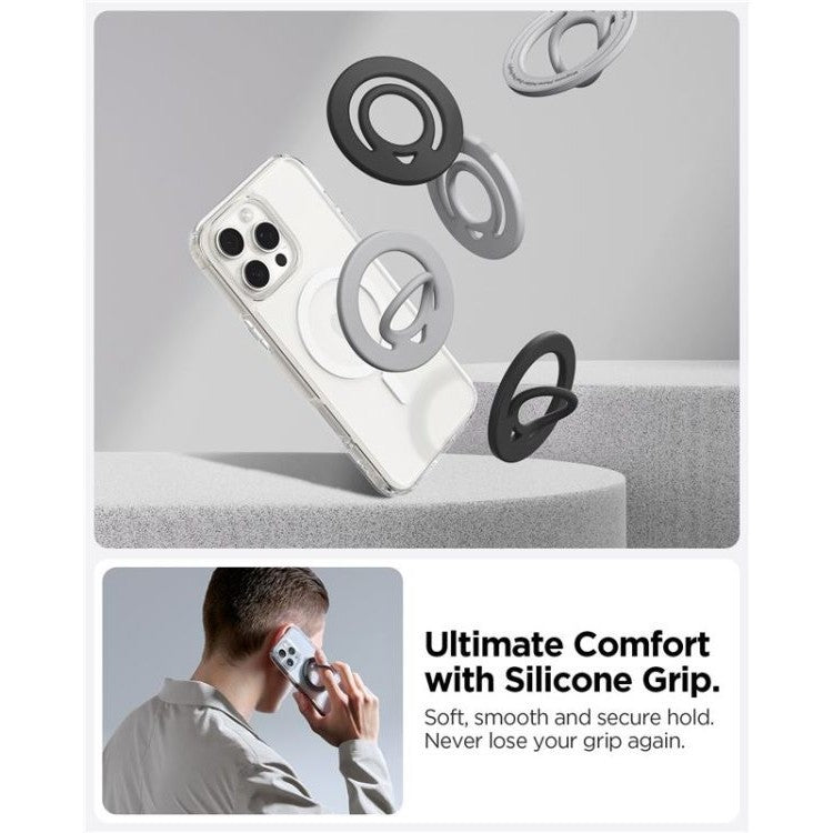 Cincin Telefon Pintar Serasi Magnetik Spigen Dual Pop, Serasi dengan Siri iPhone 16/15/14/13/12 (Hitam)