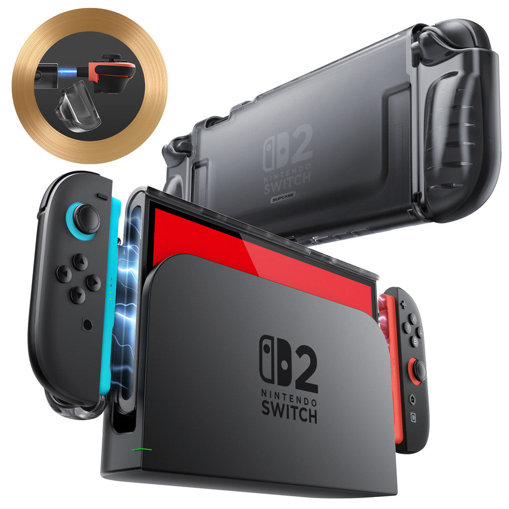 SUPCASE Clear Case Frost Black for Nintendo Switch 2 2025 Crystal Protective Clear Cover