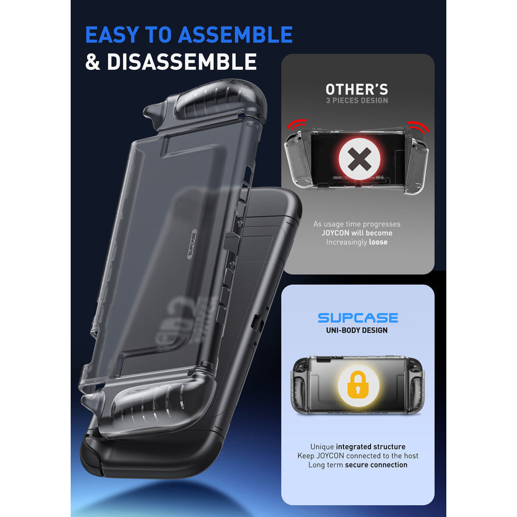 SUPCASE Clear Case Frost Black for Nintendo Switch 2 2025 Crystal Protective Clear Cover
