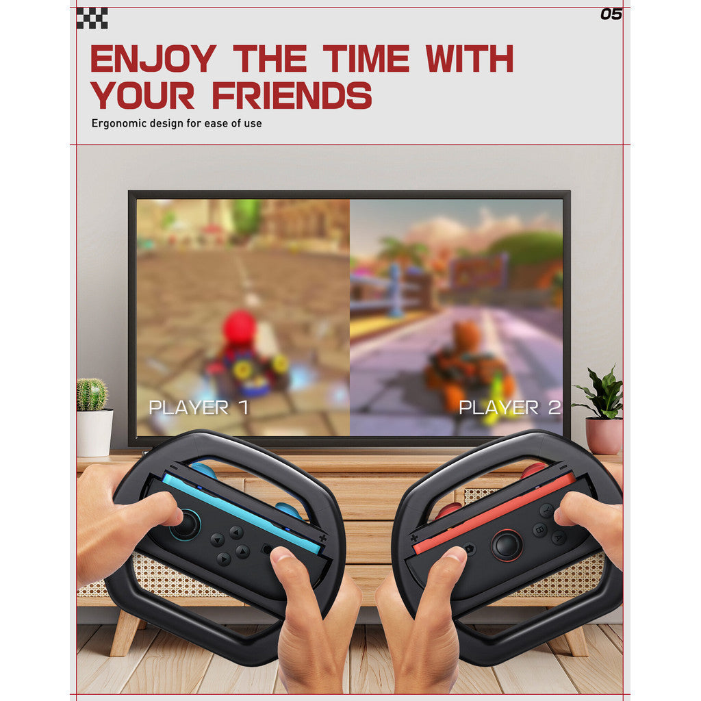 i-Blason Steering Wheel for Nintendo Switch 2 JoyCons Racing Wheel Games Mario Kart 8 Deluxe with Rocker Caphead 2 Pack