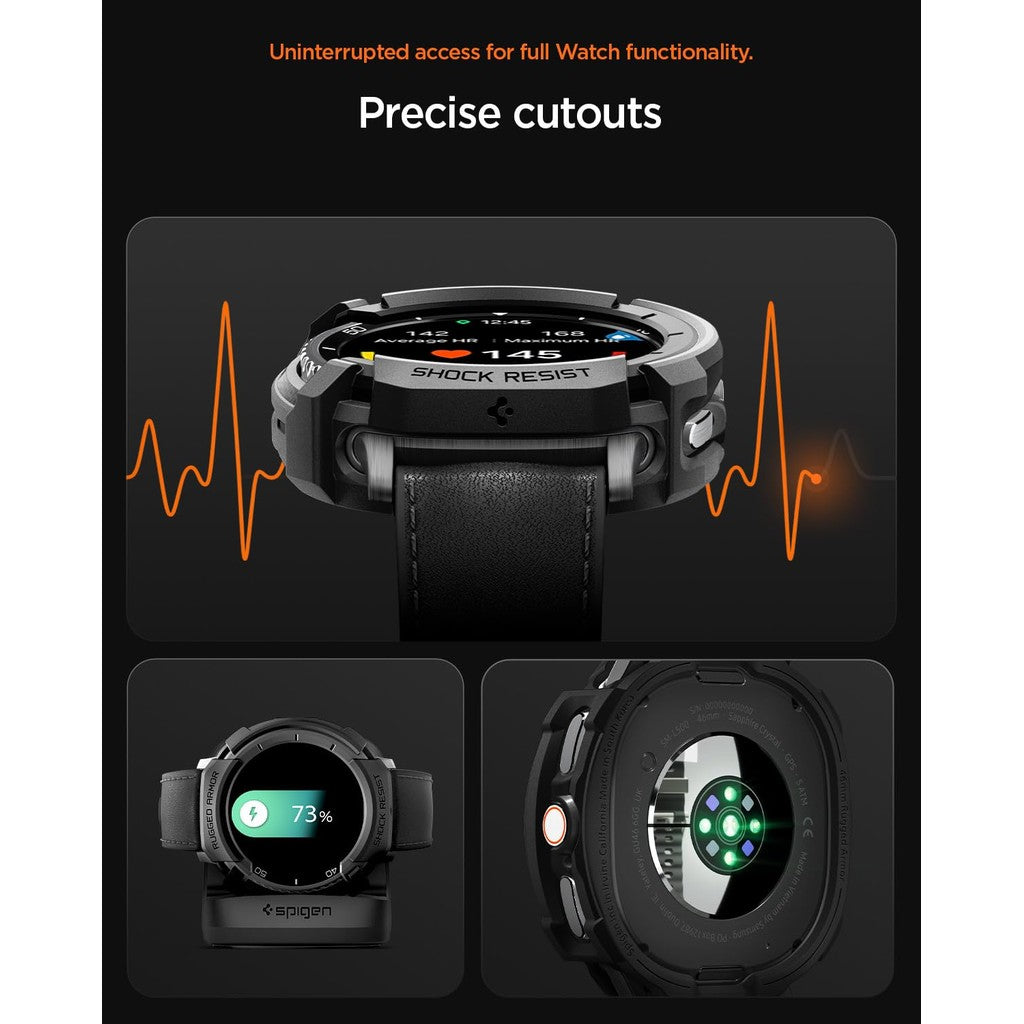 Spigen Rugged Armor for Samsung Galaxy Watch 8 Classic (46mm) Case - Matte Black