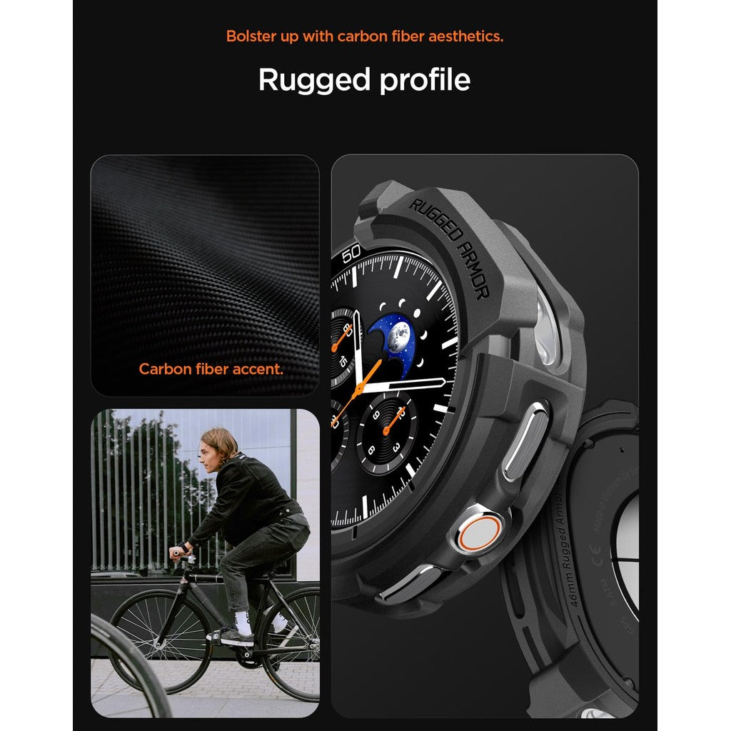 Spigen Rugged Armor for Samsung Galaxy Watch 8 Classic (46mm) Case - Matte Black