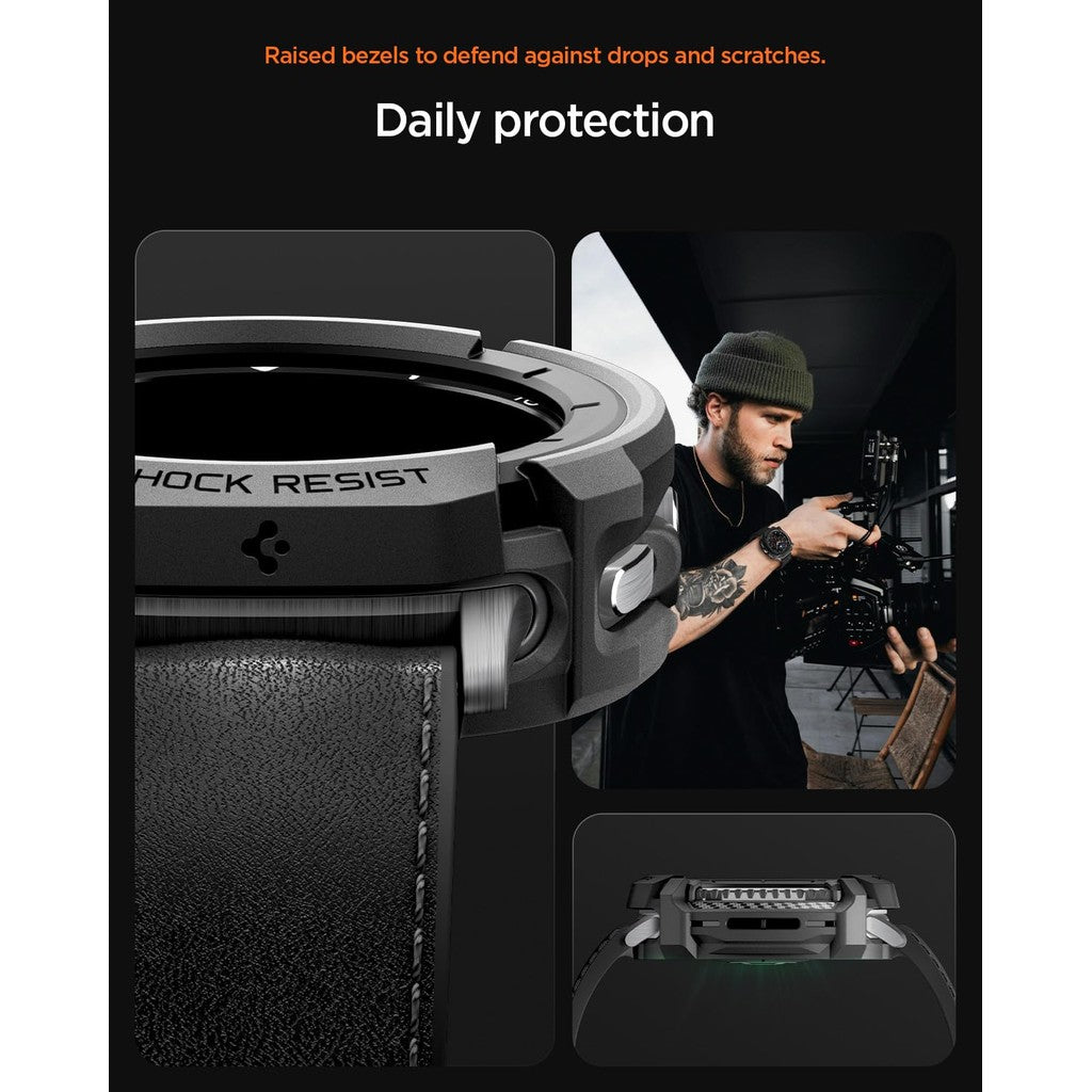 Spigen Rugged Armor for Samsung Galaxy Watch 8 Classic (46mm) Case - Matte Black