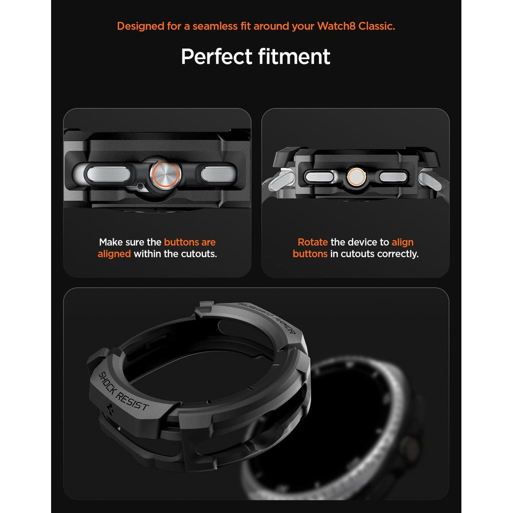 Spigen Rugged Armor for Samsung Galaxy Watch 8 Classic (46mm) Case - Matte Black