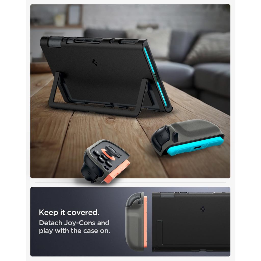 Spigen Nano Pop for Nintendo Switch 2 Case, Slim Fit PC Dockable Cover, Detachable Joy-Con, Kickstand - Black Sesame