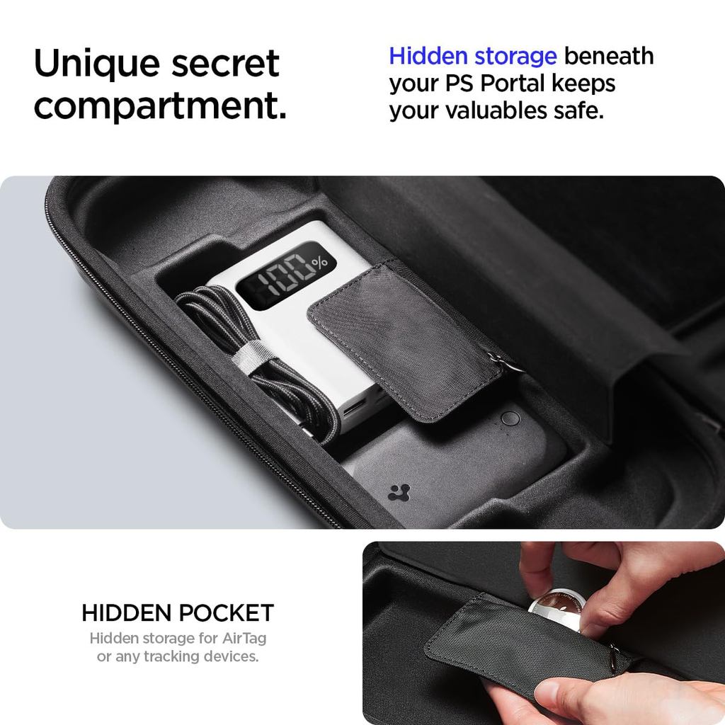 Spigen Sony PlayStation Portal Pouch Rugged Armor Pro Black - Remote Player Hard Shell Travel Carrying Case
