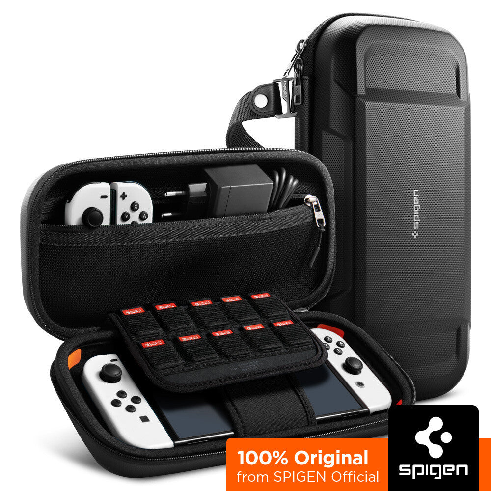 SPIGEN Rugged Armor Pro Pouch for Nintendo Switch / Switch OLED Protection Pads with Soft Cover Velcro Strap