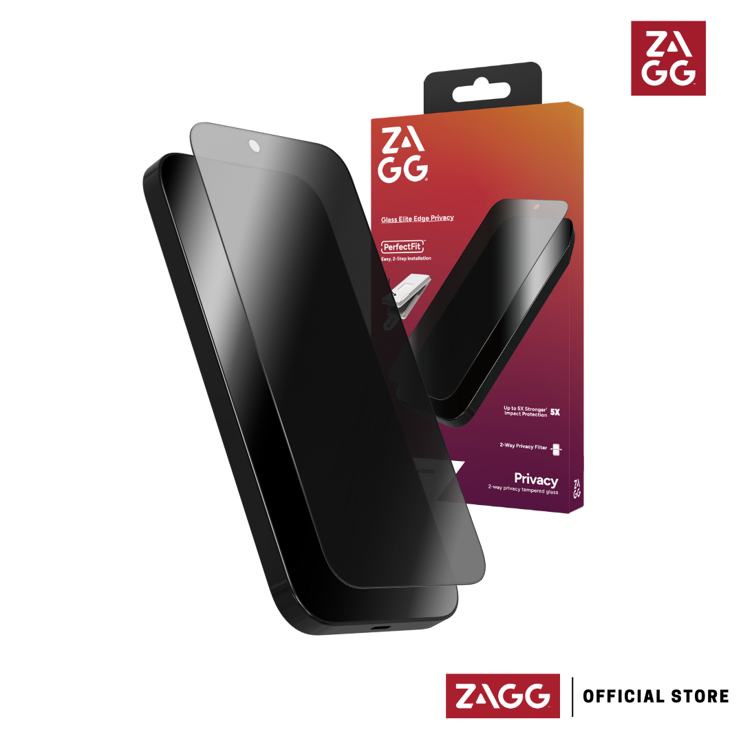 ZAGG Glass Plus Elite Edge Privacy 2 Way Full-Screen Protector Coverage for iPhone 17 Series