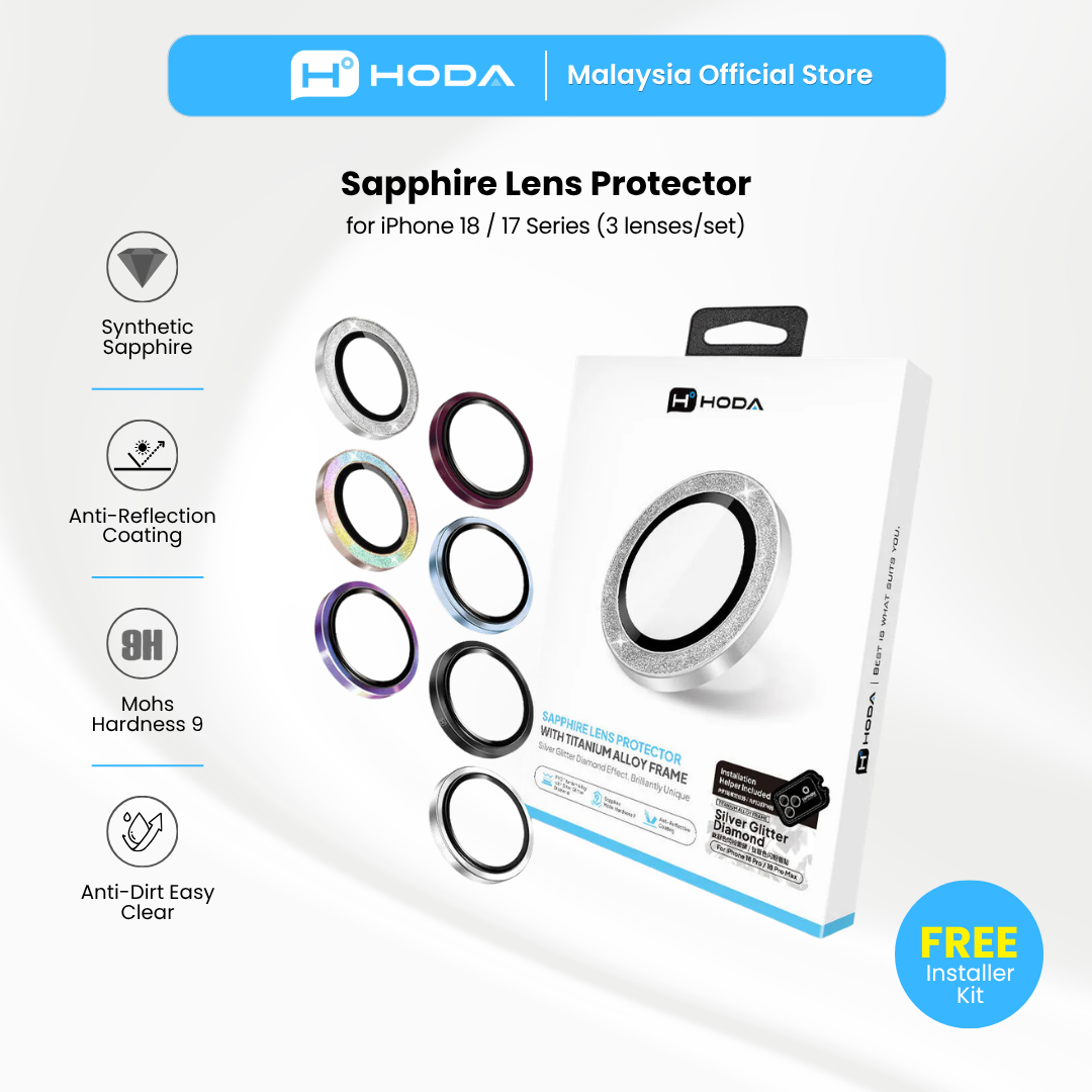 Hoda Sapphire Lens Protector With Helper for iPhone 18 Pro / iPhone 18 Pro Max (3 lenses/set)