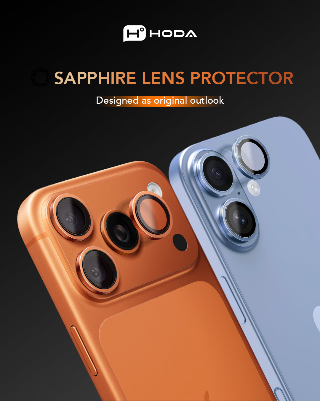 Hoda Sapphire Lens Protector With Helper for iPhone 18 Pro / iPhone 18 Pro Max (3 lenses/set)