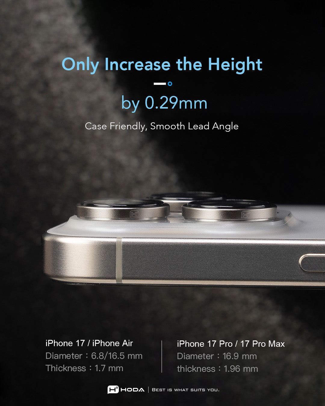 Hoda Sapphire Lens Protector With Helper for iPhone 18 Pro / iPhone 18 Pro Max (3 lenses/set)