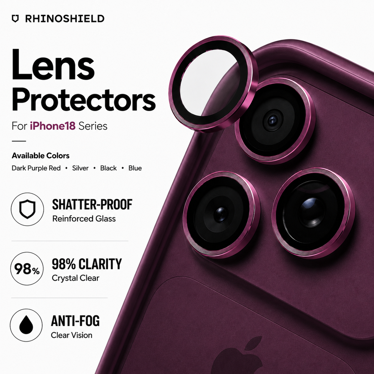 RHINOSHIELD Camera Lens Protector compatible for iPhone 18 Pro / iPhone 18 Pro Max