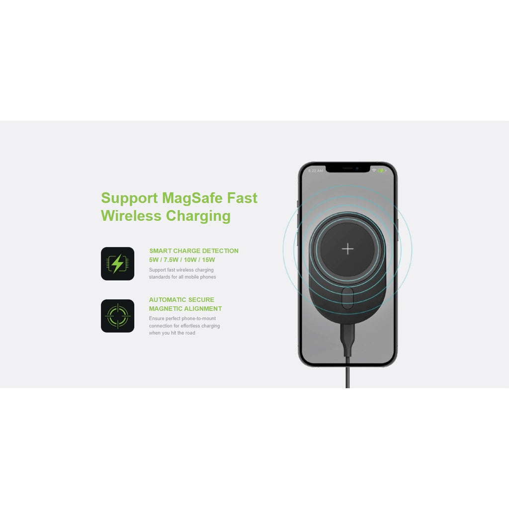 ENERGEA MagDisc Drive Magnetic Wireless Car Charger Airvent / Dashboard / Windscreen Mount