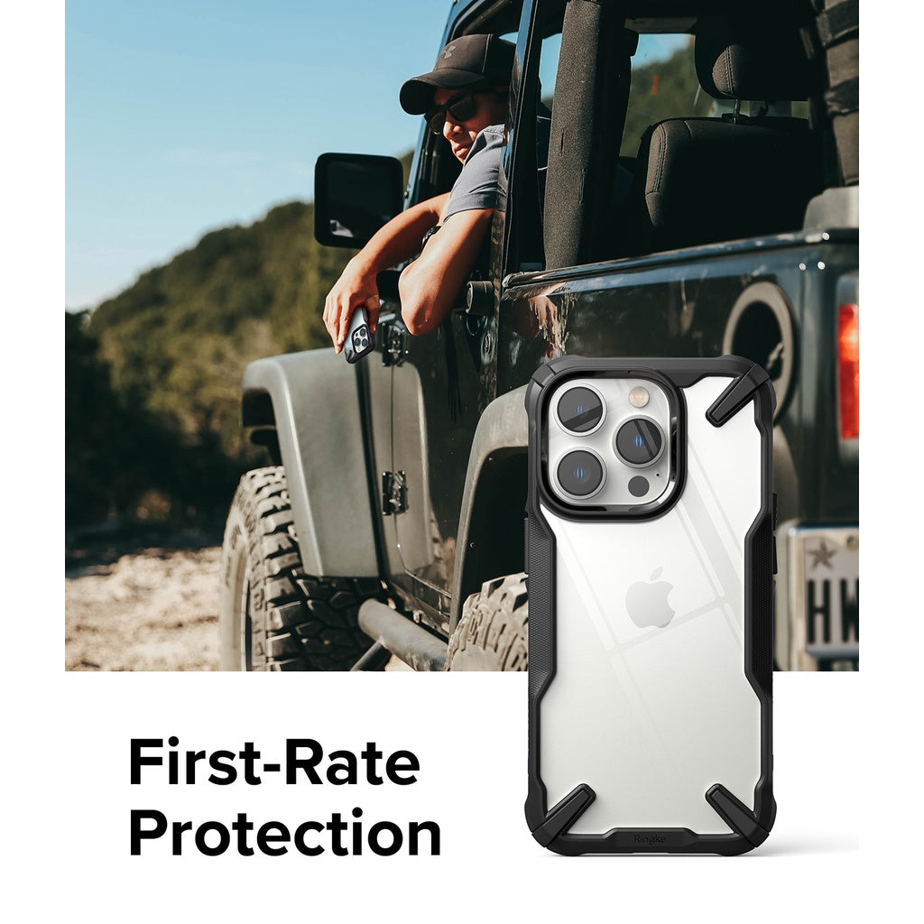Ringke Fusion-X Design Case Compatible for iPhone 14 / Plus / Pro / Pro Max Case Black / Camo Black