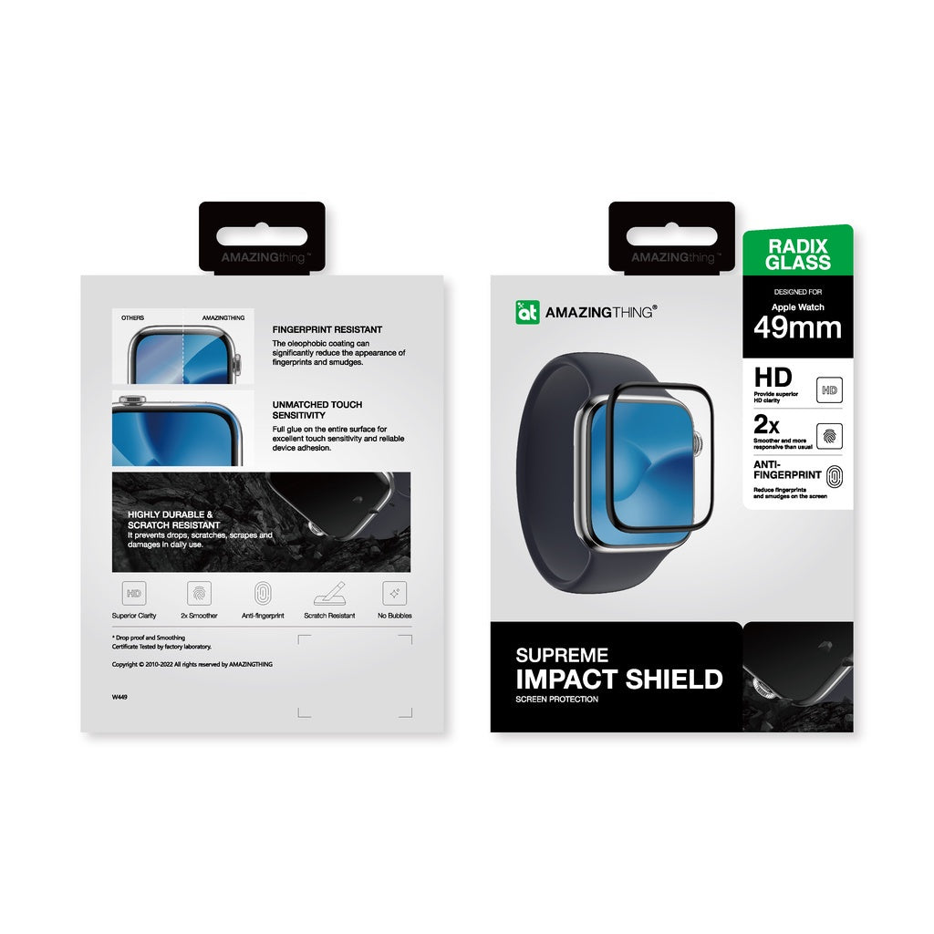 Amazingthing Radix Tempered Glass for Apple Watch Ultra 49mm - HD Clarity Screen Protector