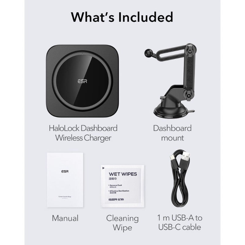 ESR HaloLock Magnetic Wireless Car Charger Mount untuk iPhone 12 Pro Max 15W Papan Pemuka Pengecas Kereta Magnet