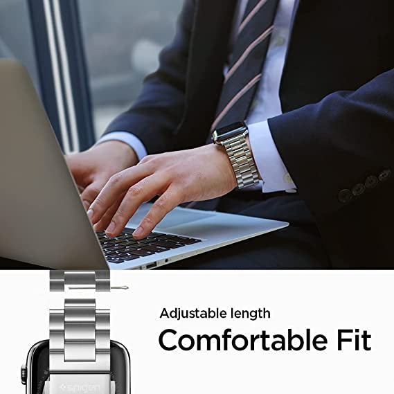 Spigen Modern Fit Band Silver Designed for Apple Watch Ultra (49mm) Series 8/7 (45mm) Series SE2/6/SE/5/4 (44mm & 42mnm)