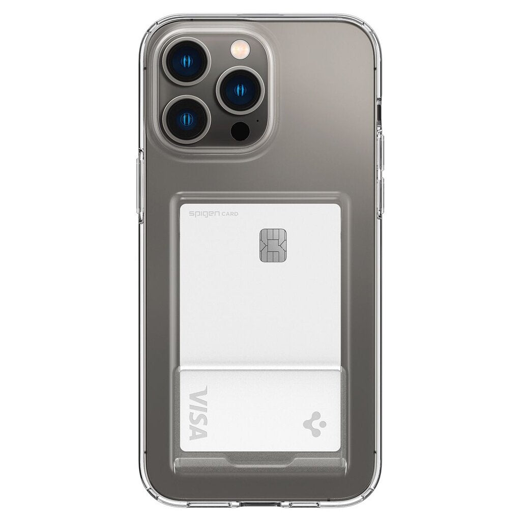 Sarung Pemegang Kad Slot Kristal Spigen Serasi untuk iPhone 14 / Plus / Pro / Pro Max Cover Case Crystal Clear