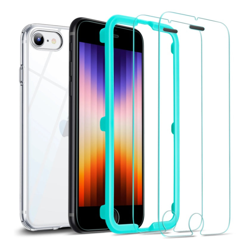 Pelindung Skrin ESR iPhone SE 2022 Pelindung Skrin Kaca Penutup Penuh Kaca Terbaja untuk iPhone SE3/SE/8/7 2PCS
