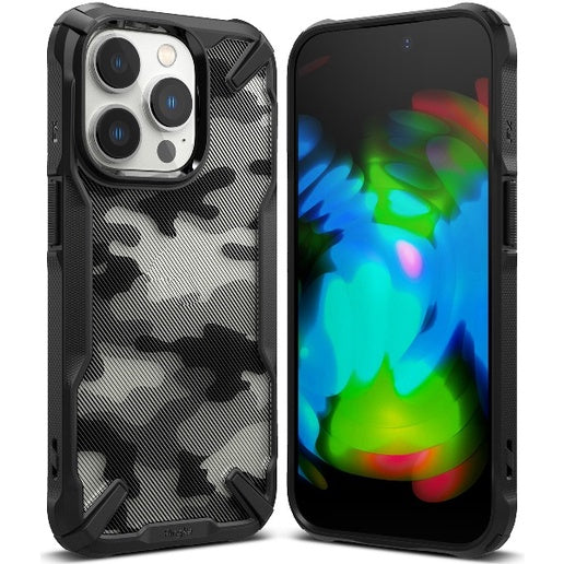 Ringke Fusion-X Design Case Compatible for iPhone 14 / Plus / Pro / Pro Max Case Black / Camo Black