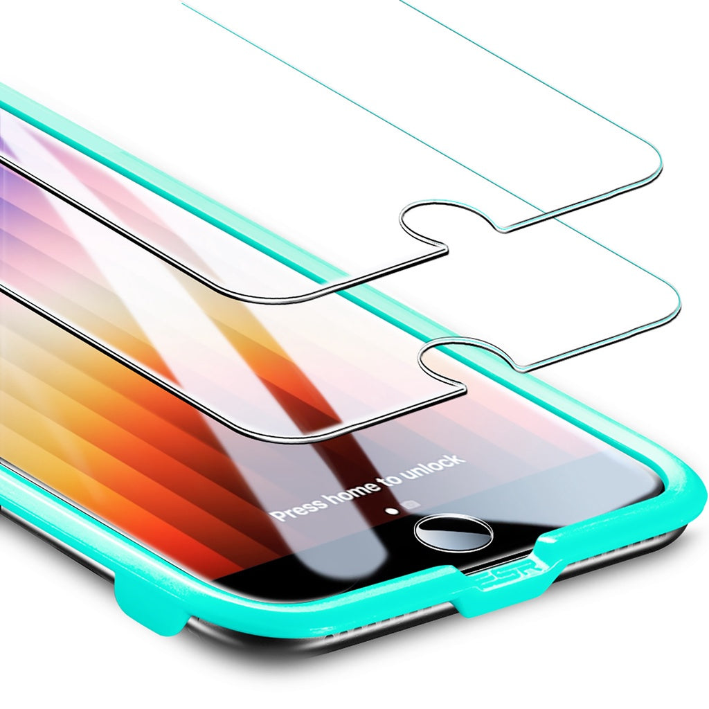 Pelindung Skrin ESR iPhone SE 2022 Pelindung Skrin Kaca Penutup Penuh Kaca Terbaja untuk iPhone SE3/SE/8/7 2PCS