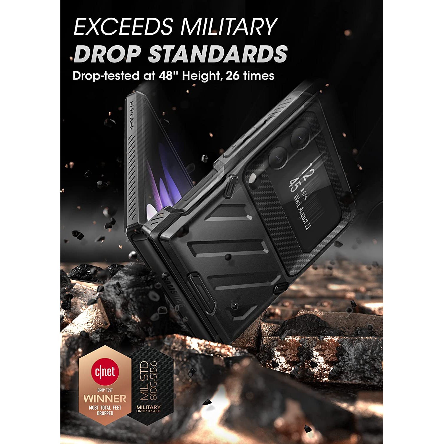 SUPCASE Galaxy Z Flip 3 Unicorn Beetle PRO Sarung Lasak dengan Klip Tali Pinggang-Hitam