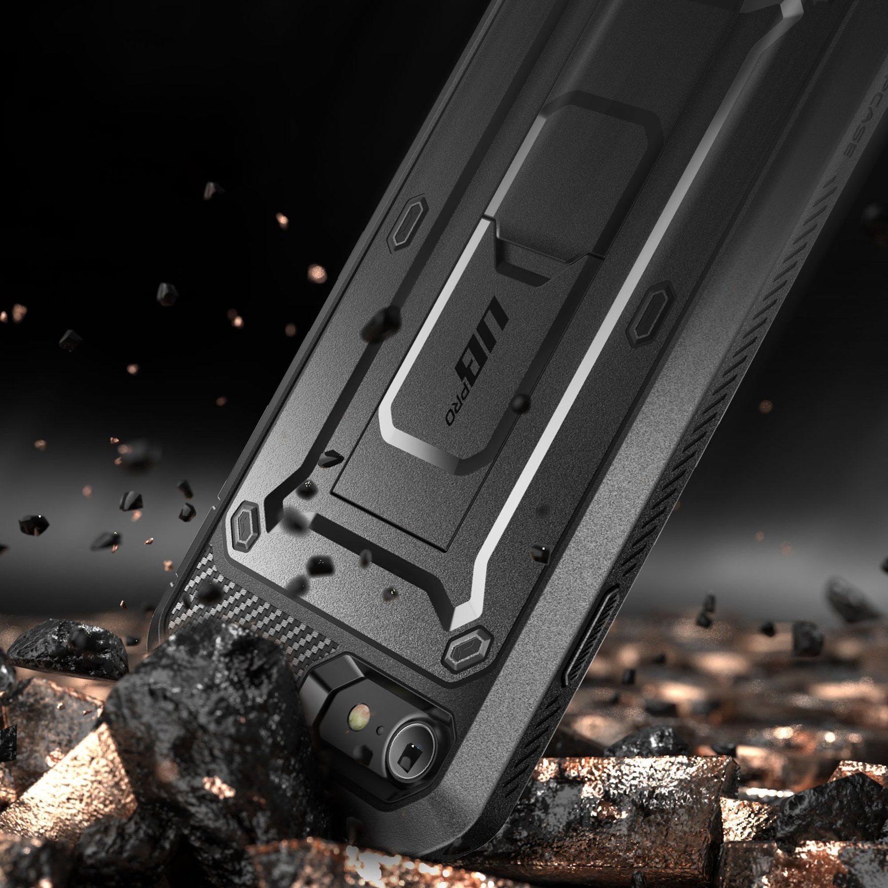 SUPCASE Unicorn Beetle Pro Series iPhone SE (2020) / 8/7 Sarung Sarung Lasak Seluruh Badan dengan Pelindung Skrin Terbina Dalam (Hitam)