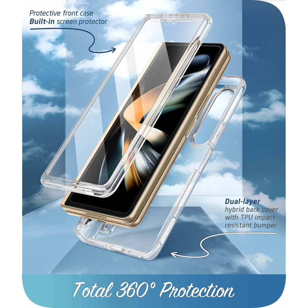 i-Blason Cosmo Series Clear Case for Samsung Galaxy Z Fold 4 Case with Pen Holder 5G (2022) Built-in Screen Protector
