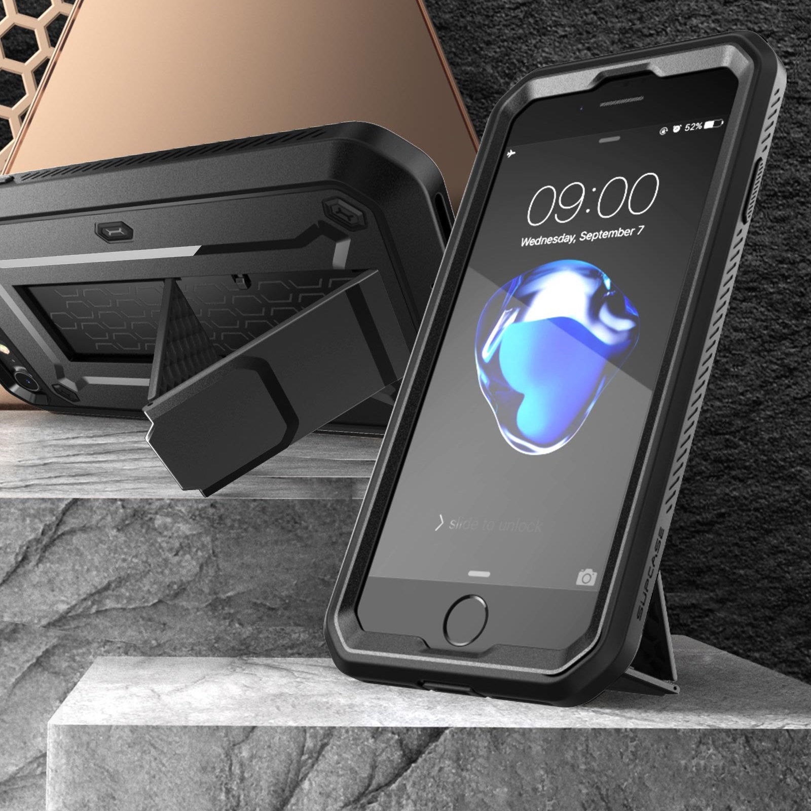 SUPCASE Unicorn Beetle Pro Series iPhone SE (2020) / 8/7 Sarung Sarung Lasak Seluruh Badan dengan Pelindung Skrin Terbina Dalam (Hitam)