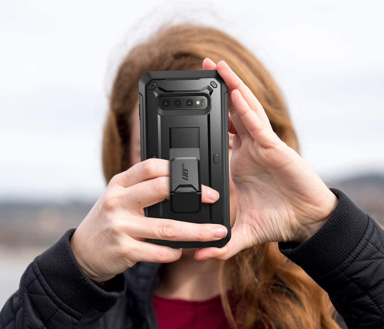 SUPCASE Unicorn Beetle Pro Galaxy S10 Full-Body Dual Layer Rugged with Holster & Kickstand Without Built-in Screen Protector (Black)